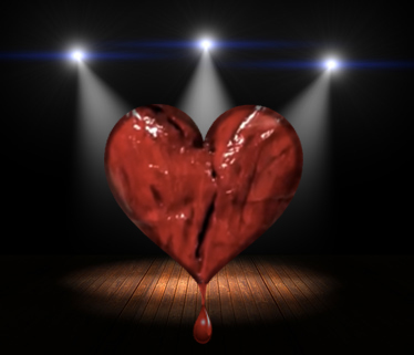 Illustration of Spotlights on empty old wooden stage